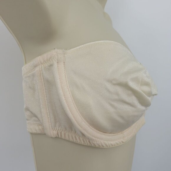 VTG Vanity Fair 36C Bra Style 74-072 Ivory Shimmer Strapless Underwire Unlined - Picture 2 of 16